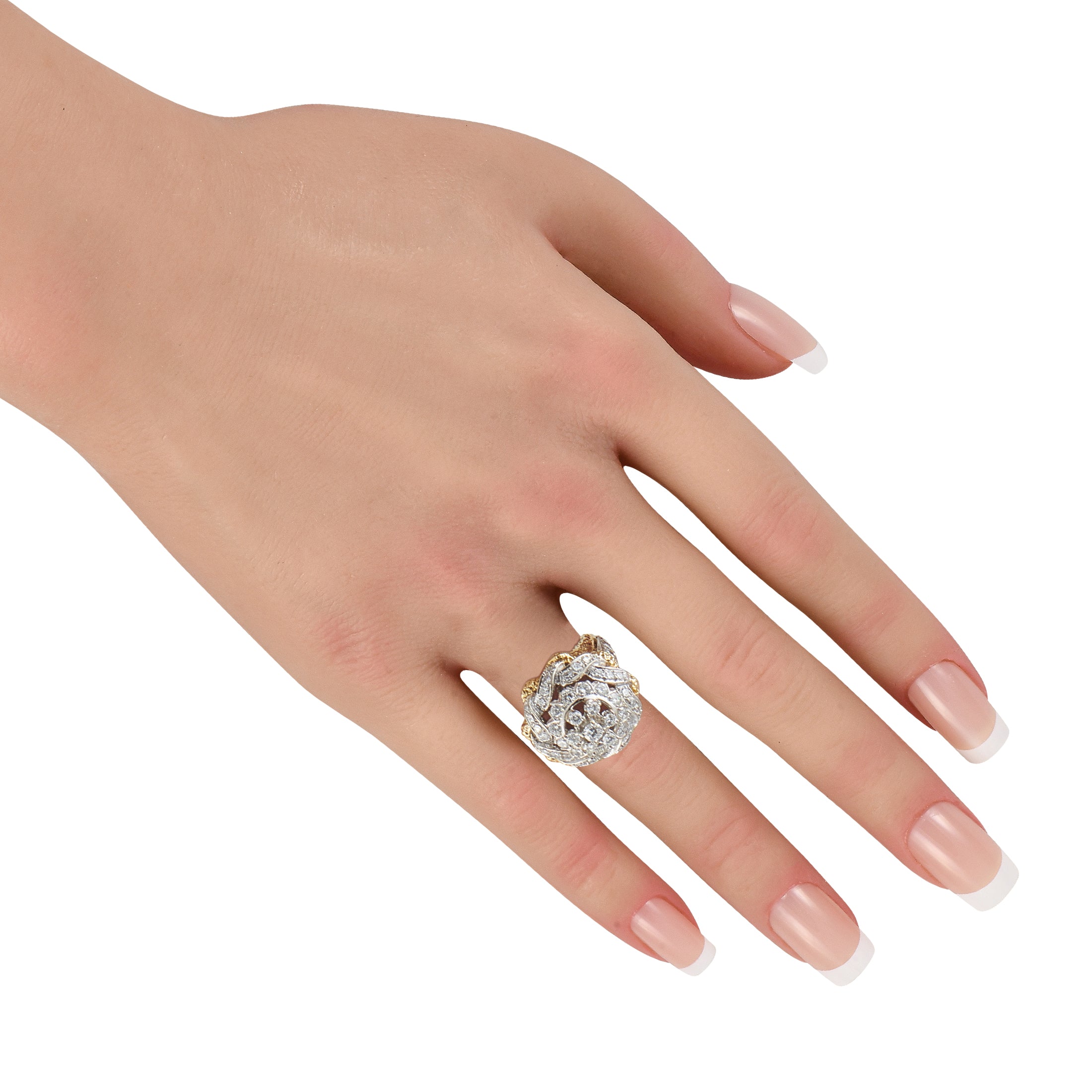 18K Yellow and White Gold 2.25ct Diamond Statement Ring