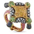 18K Yellow Gold 0.70ct Diamond and Sapphire Ring
