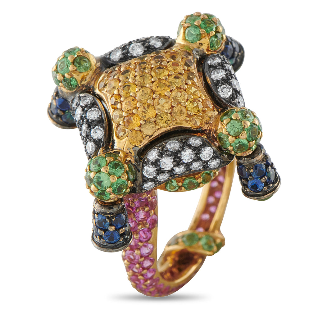 18K Yellow Gold 0.70ct Diamond and Sapphire Ring