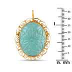 18K Yellow Gold 25ct Carved Aquamarine Filigree Pendant