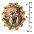 18K Yellow Gold Victorian Egyptian Revival Hand-Painted Enamel Brooch