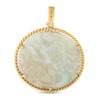 18K Yellow Gold Carved Jade Pendant