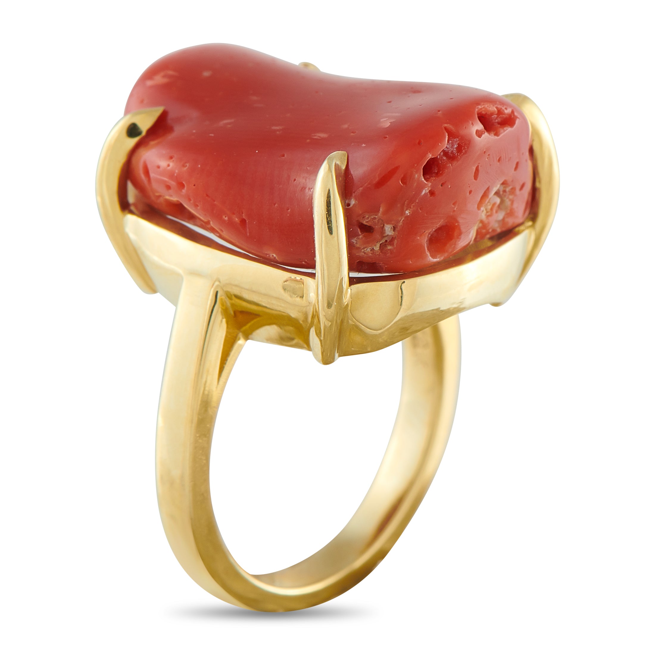 18K Yellow Gold Coral Ring