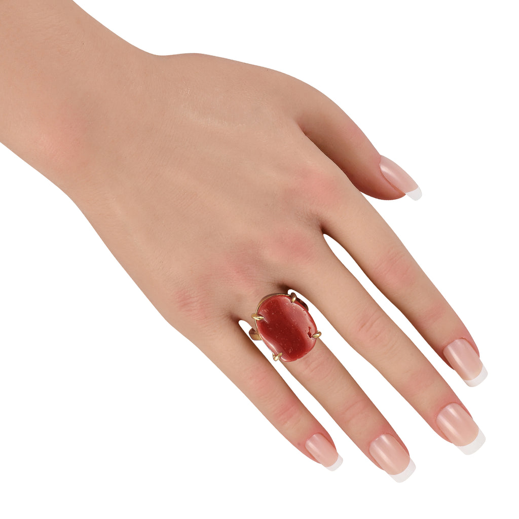 18K Yellow Gold Coral Ring