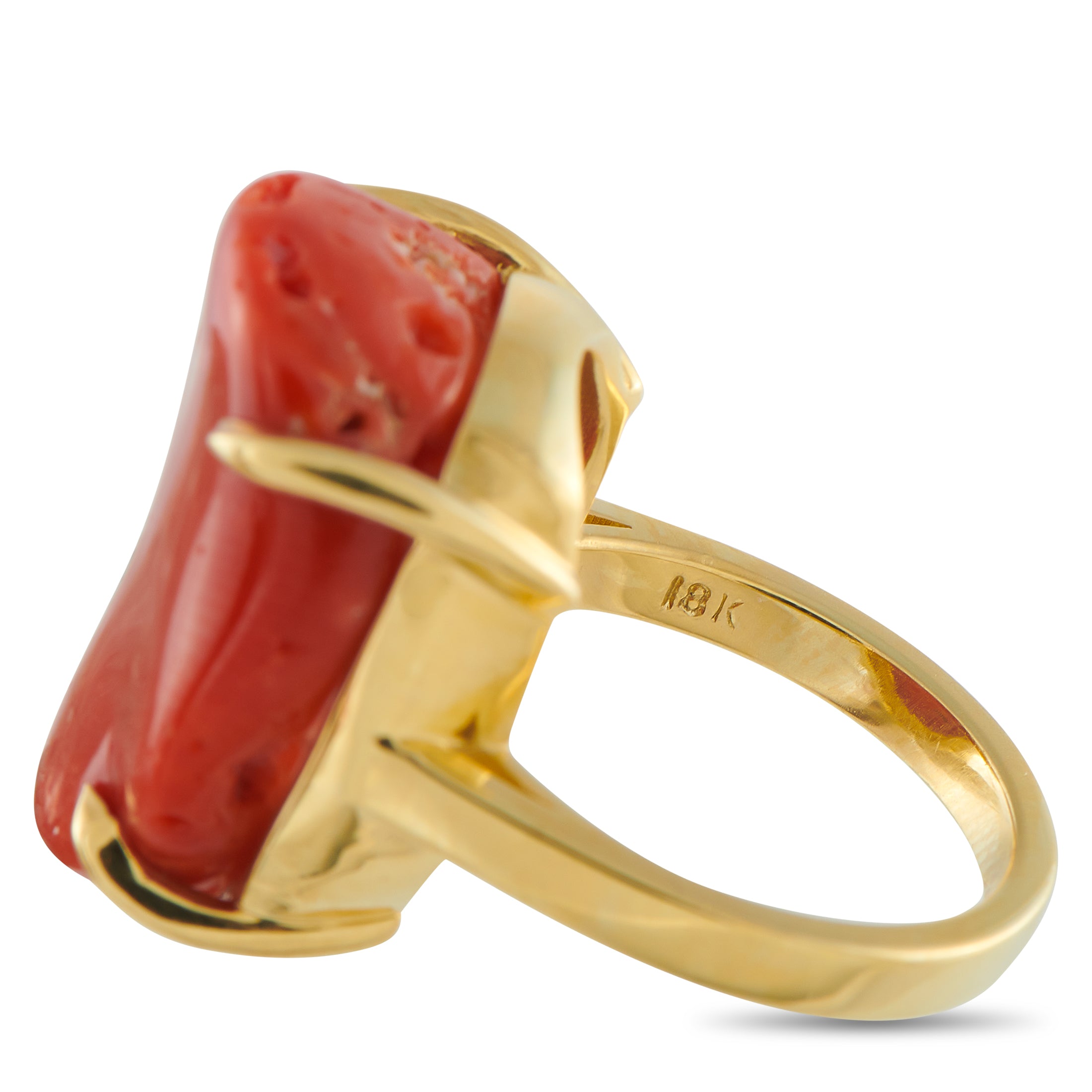 18K Yellow Gold Coral Ring