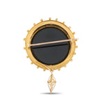 Antique 18K Yellow Gold 0.50ct Diamond and Agate Brooch