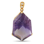 Exclusive  18K Yellow Gold 0.07ct Diamond and Amethyst Pendant