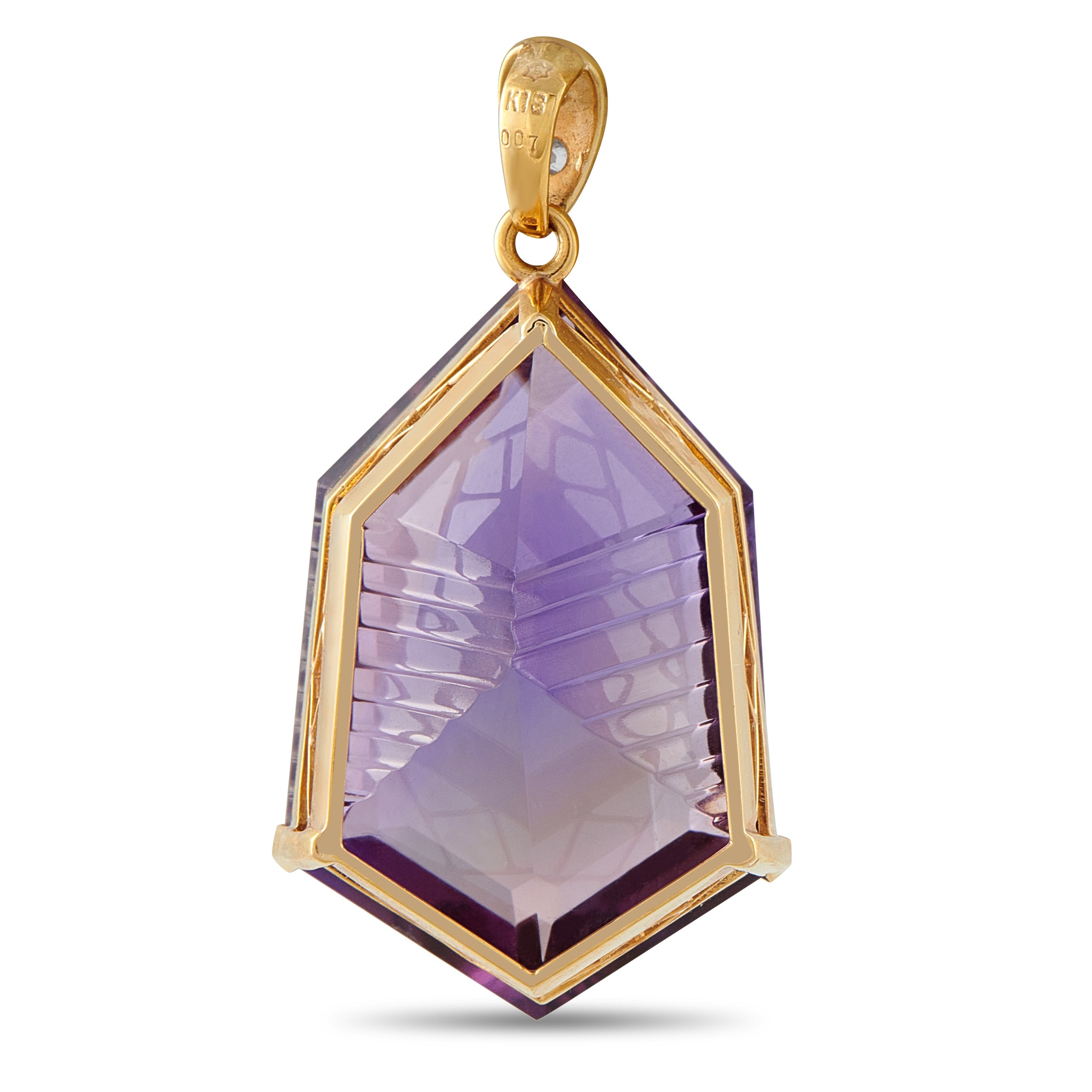 18K Yellow Gold 0.07ct Diamond and Amethyst Pendant