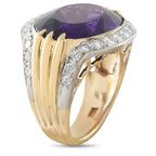 18K Yellow Gold 0.75ct Diamond and Amethyst Ring