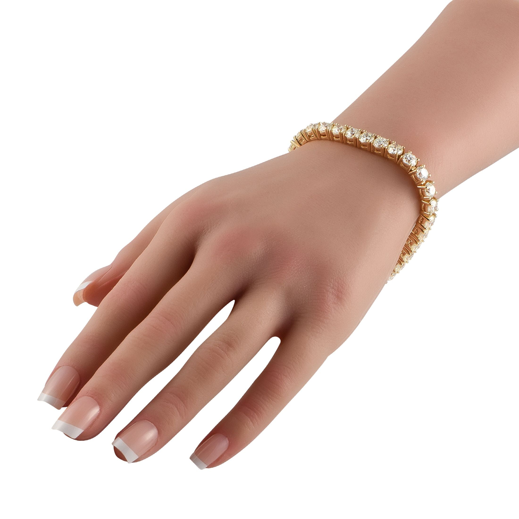 Exclusive 18K Yellow Gold 22.31ct Diamond Tennis Bracelet