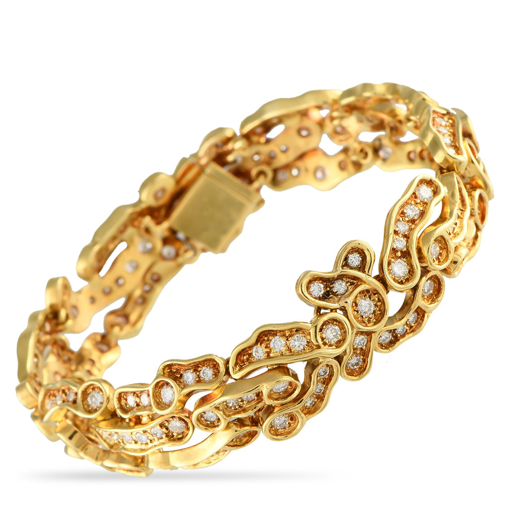 Exclusive 18K Yellow Gold 7.15ct Diamond Bracelet MF32-052825 – A uniquely elegant 18K Yellow Gold setting makes this French 