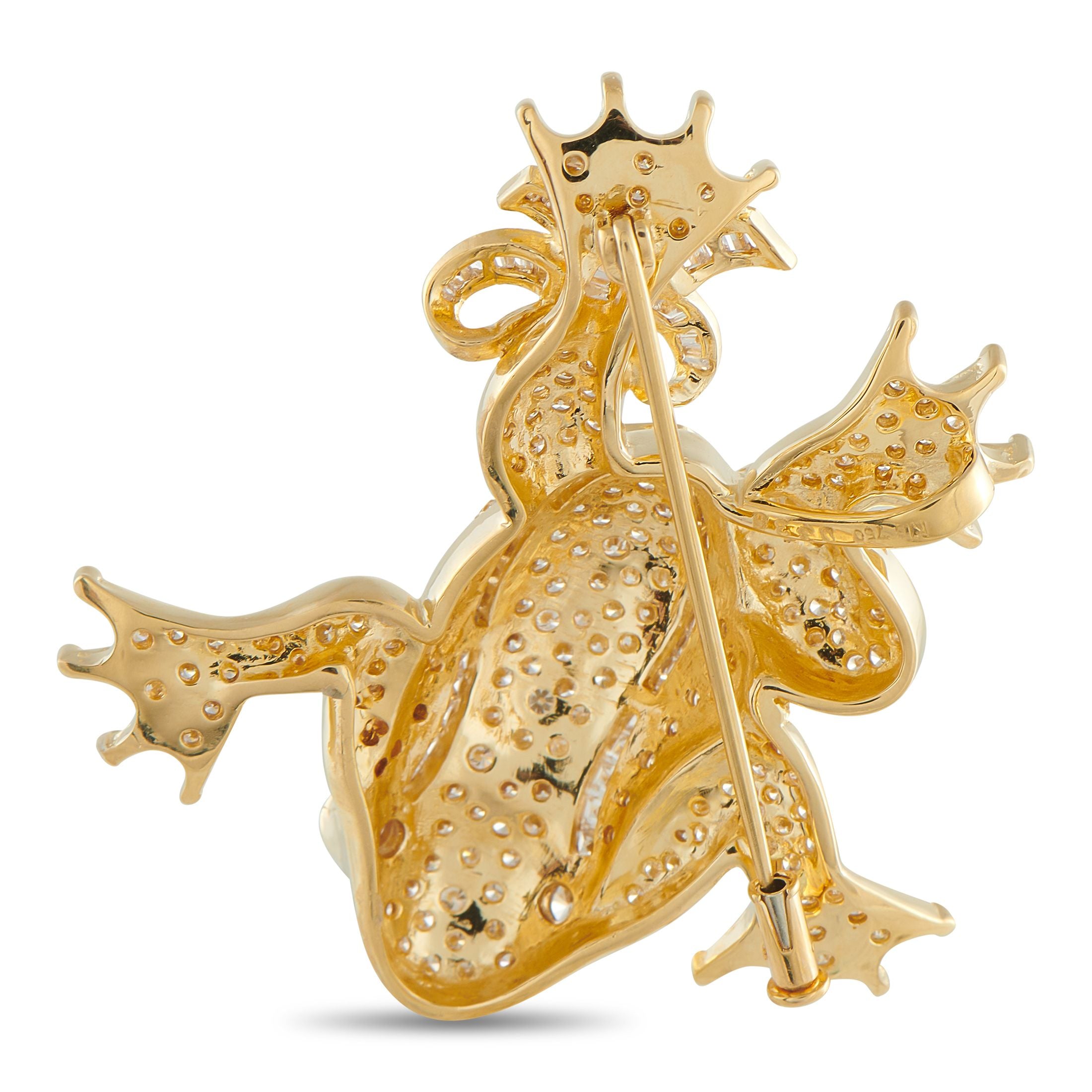 Exclusive 18K Yellow Gold 3.38ct Diamond Frog Pendant