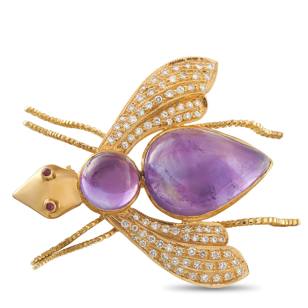 18K Yellow Gold 0.90ct Diamond Insect Brooch