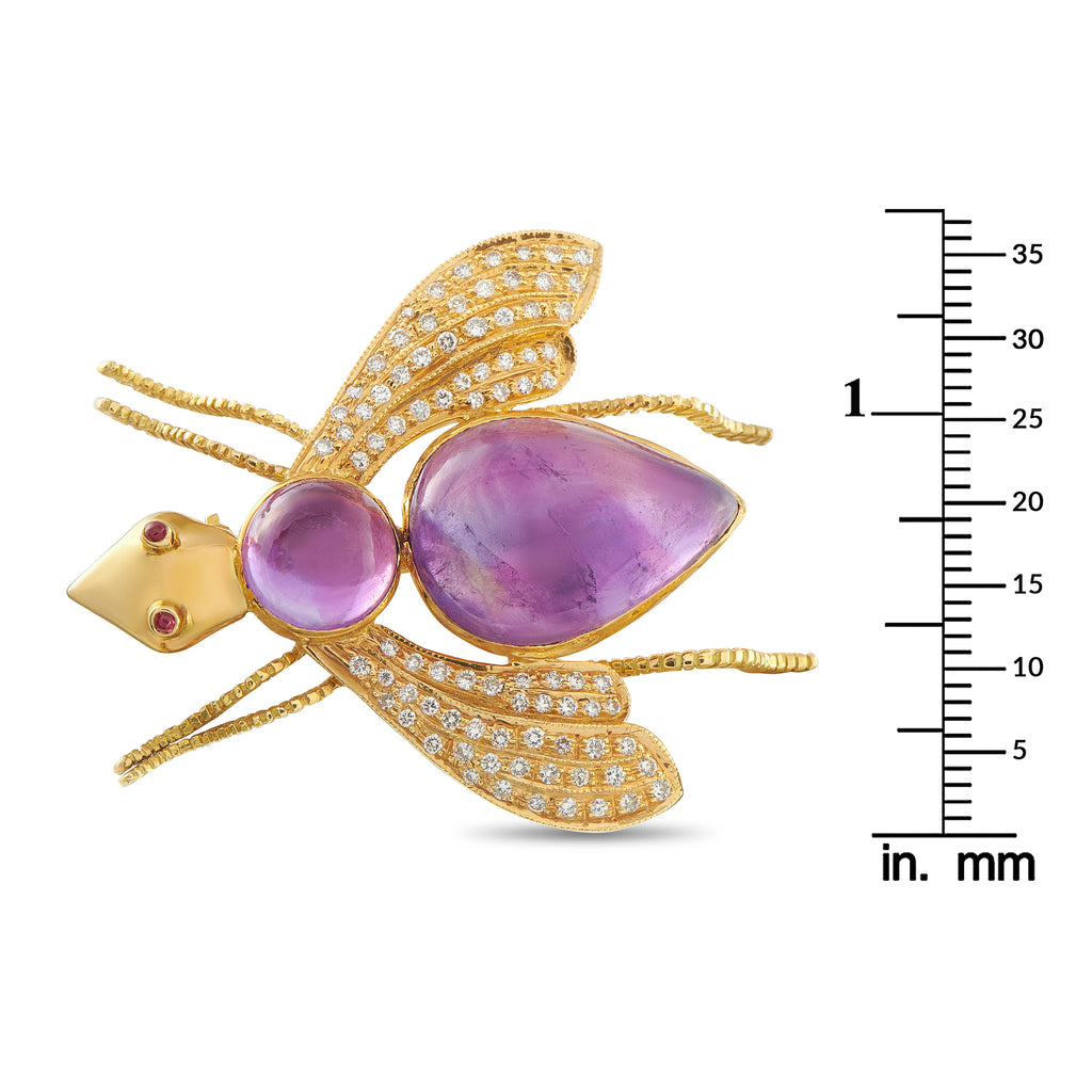 18K Yellow Gold 0.90ct Diamond Insect Brooch