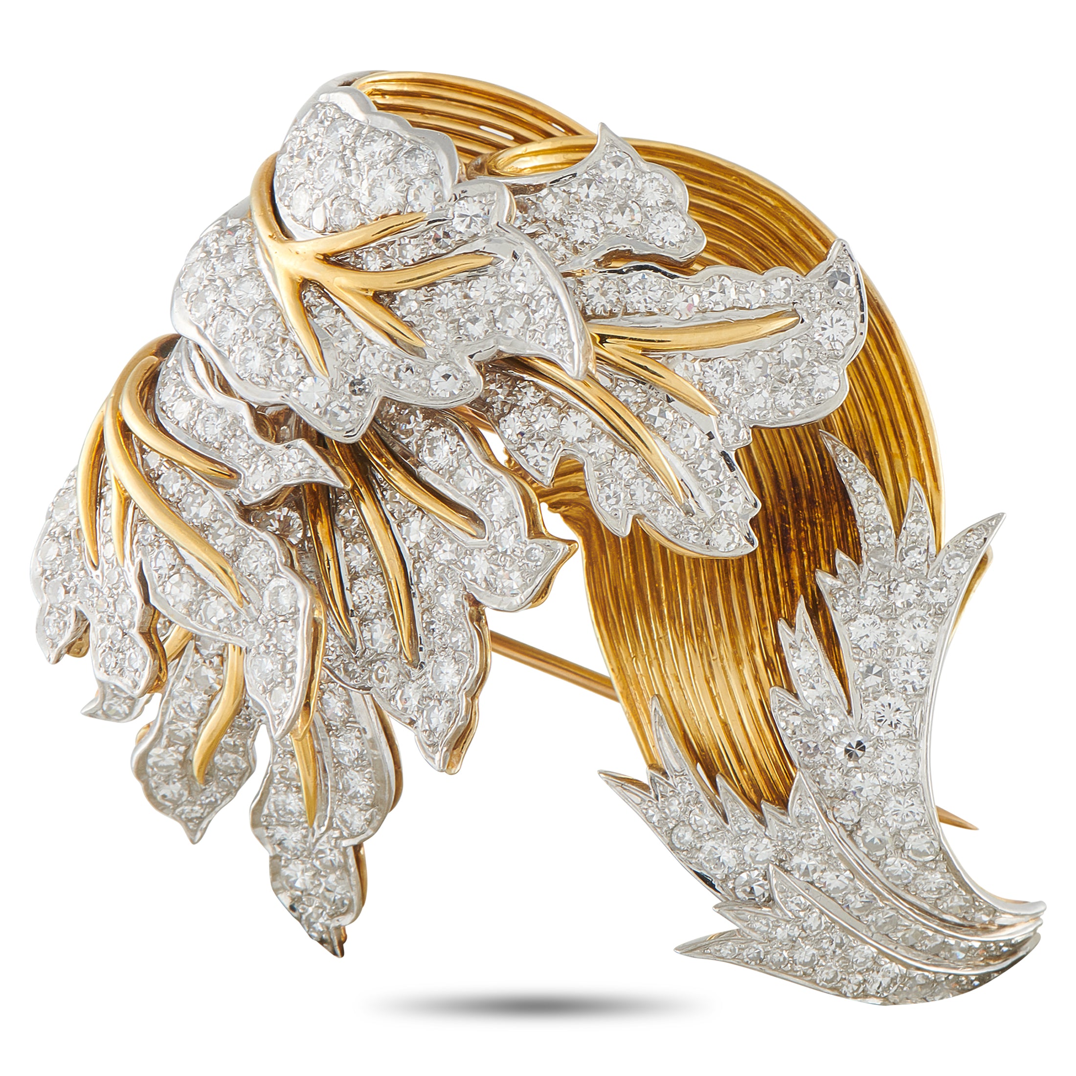 18K Yellow Gold 5.80ct Diamond Brooch