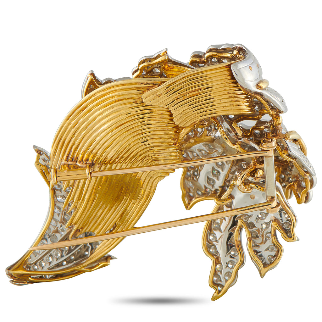 18K Yellow Gold 5.80ct Diamond Brooch
