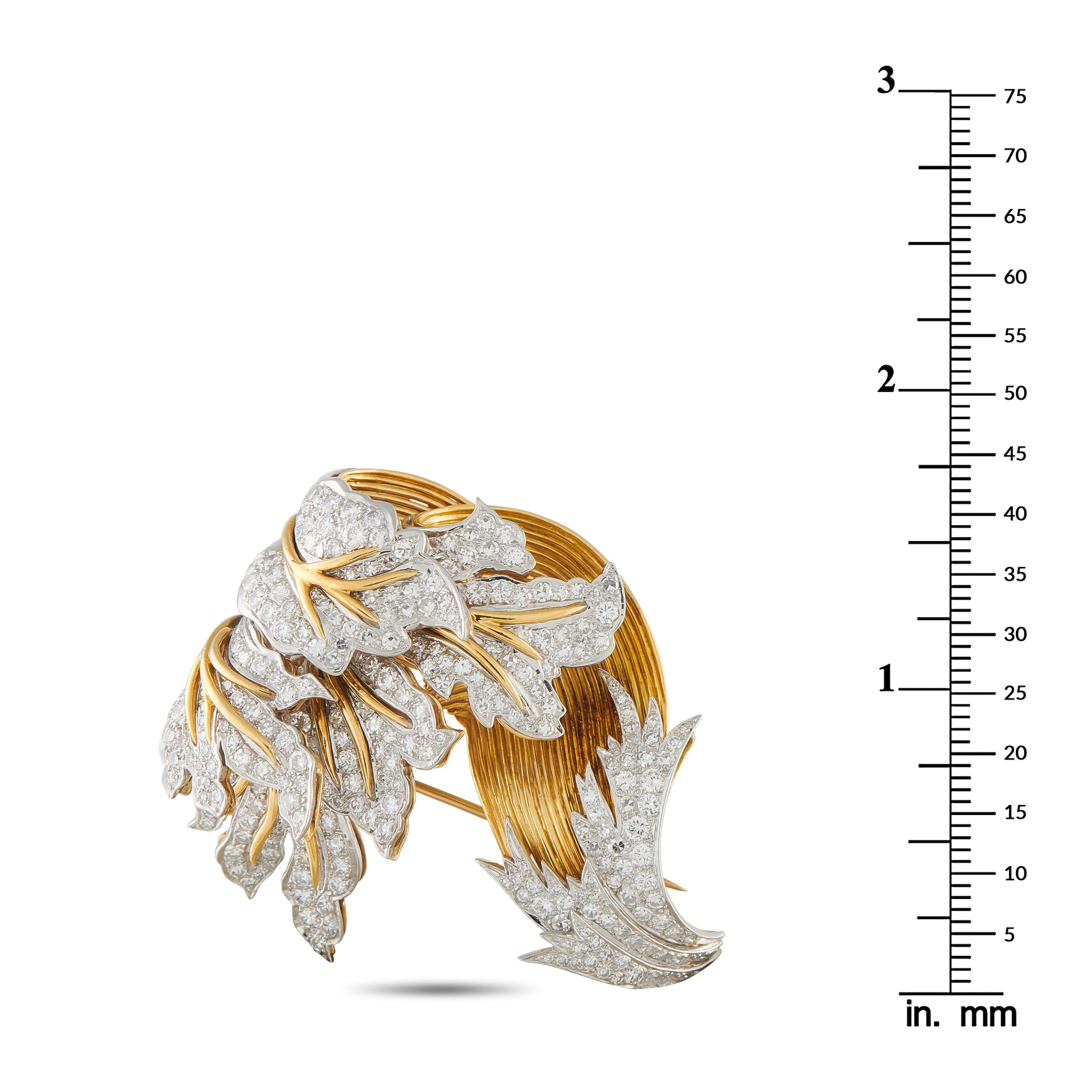 18K Yellow Gold 5.80ct Diamond Brooch