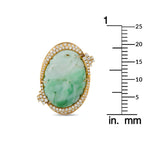 18K Yellow Gold 1.50ct Diamond and Carved Jade Brooch