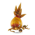 Enamel bird brooch in 18K yellow gold with diamond accents and hinged pin back