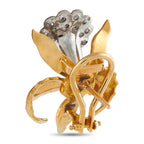 18K Yellow Gold 0.95ct Diamond Orchid Brooch