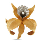 18K Yellow Gold 0.95ct Diamond Orchid Brooch