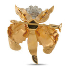 18K Yellow Gold 0.95ct Diamond Orchid Brooch