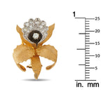 18K Yellow Gold 0.95ct Diamond Orchid Brooch