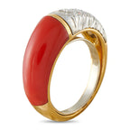 18K Yellow Gold 0.19ct Diamond and Carnelian Ring