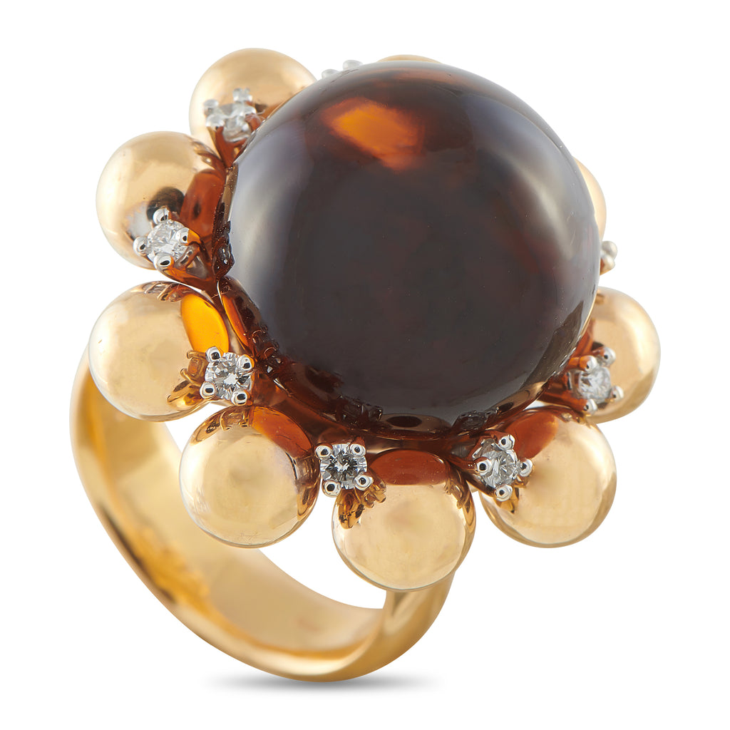 18K Yellow Gold 0.27ct Diamond and Citrine Ring