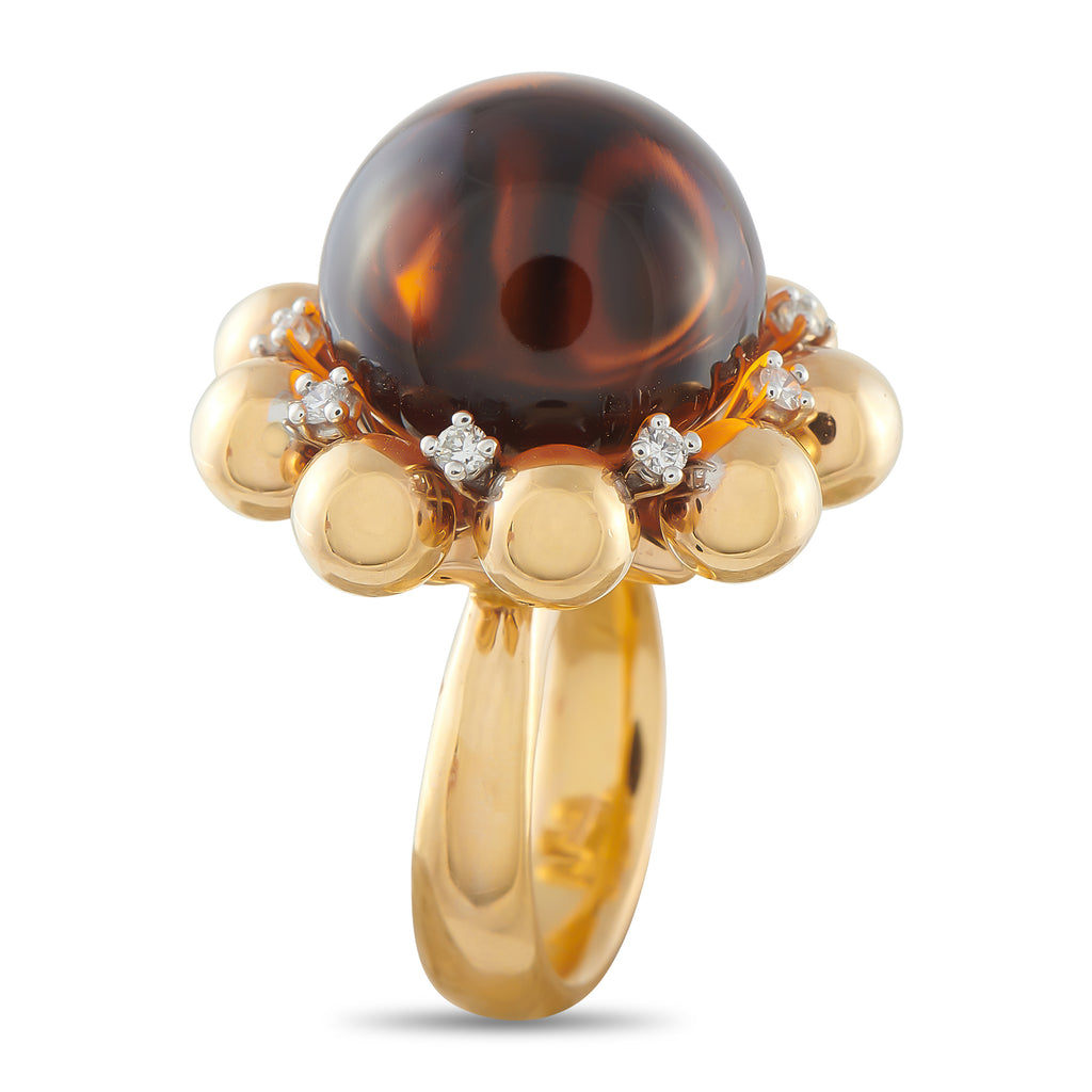 18K Yellow Gold 0.27ct Diamond and Citrine Ring