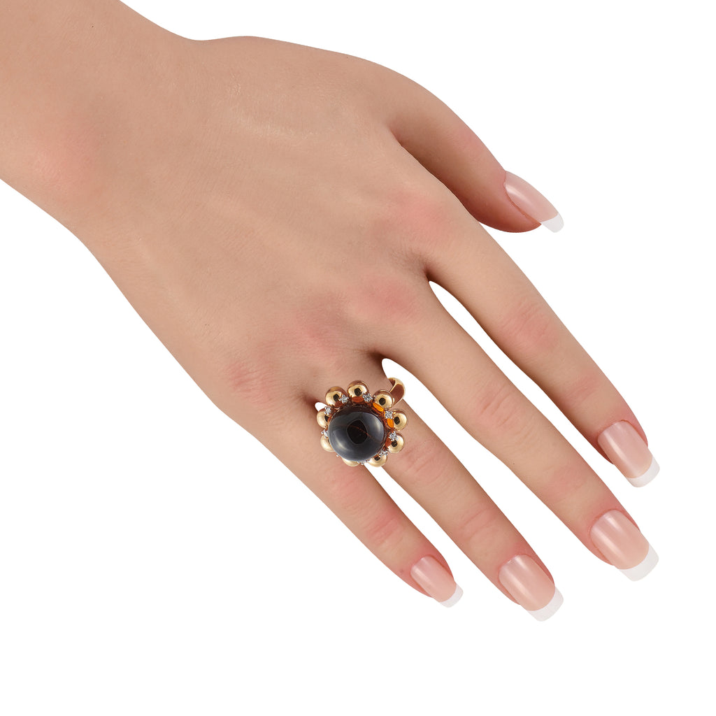 18K Yellow Gold 0.27ct Diamond and Citrine Ring