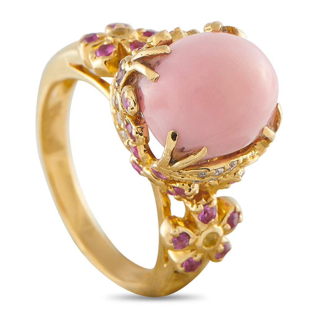 18K Yellow Gold Diamond and Conch Pearl Ring