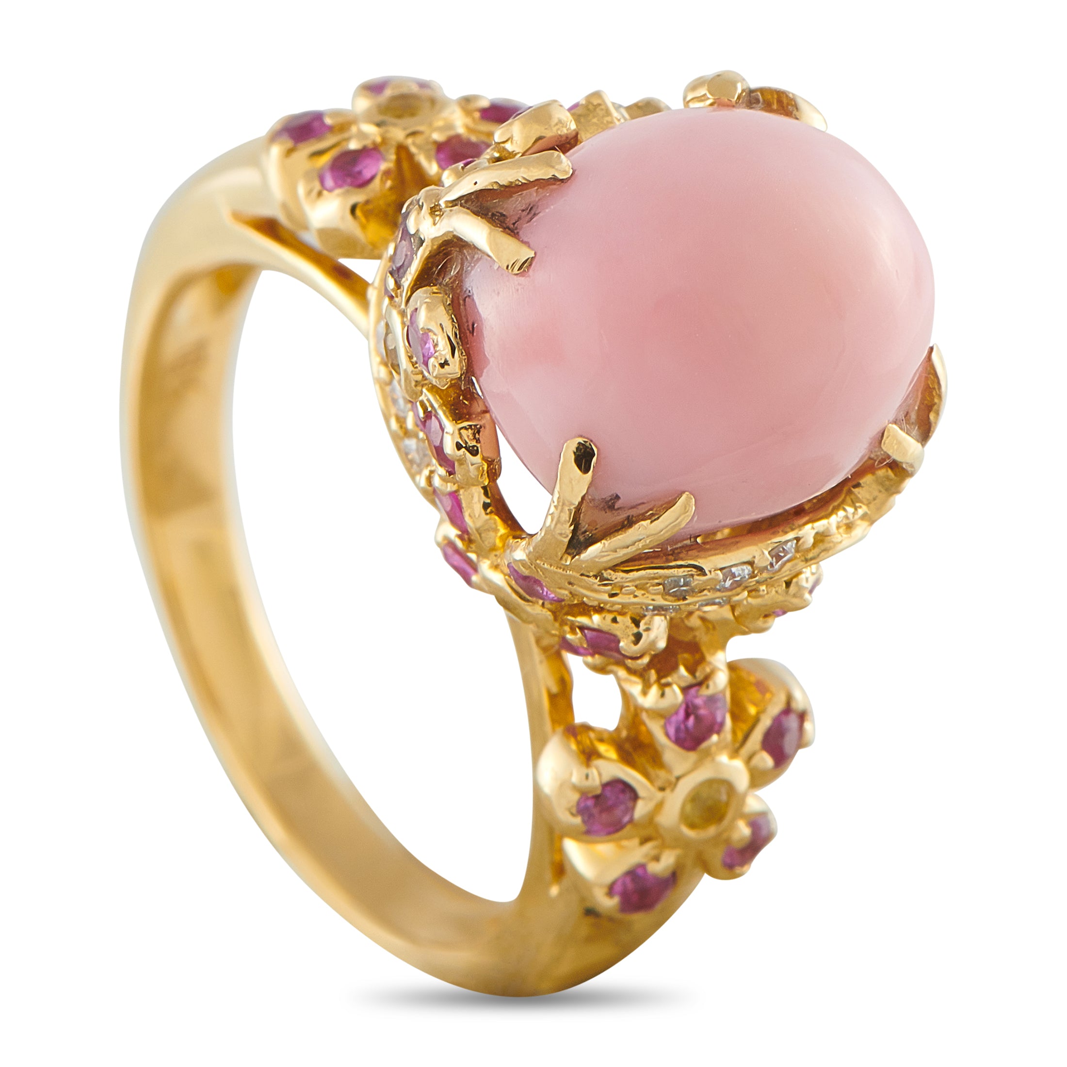 18K Yellow Gold Diamond and Conch Pearl Ring