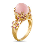18K Yellow Gold Diamond and Conch Pearl Ring