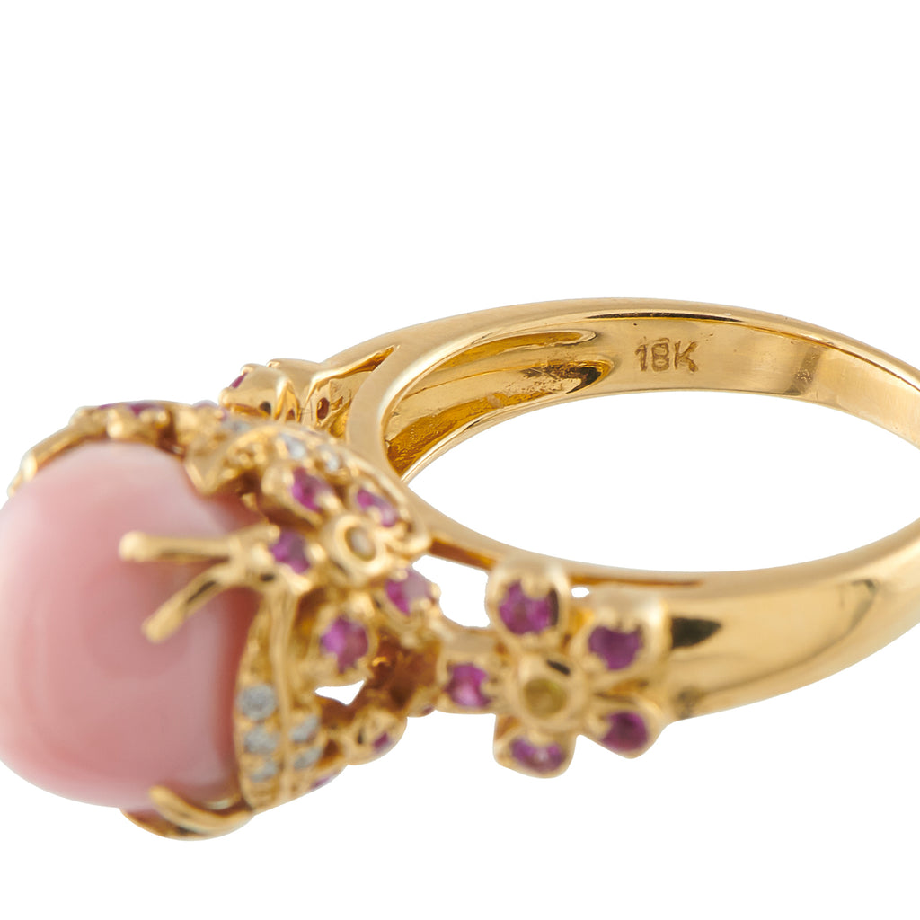 18K Yellow Gold Diamond and Conch Pearl Ring