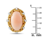 18K Yellow Gold 0.50ct Diamond Coral Cabochon Earrings