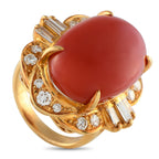 Exclusive 18K Yellow Gold 0.97ct Diamond and Coral Ring MF24-061325 – Add warmth, style, and sophistication to any ensemble w