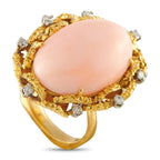 18K Yellow Gold 0.25ct Diamond and Coral Ring