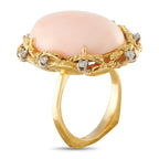 18K Yellow Gold 0.25ct Diamond and Coral Ring