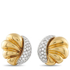 18K Yellow Gold 2.10ct Diamond Shell Earrings