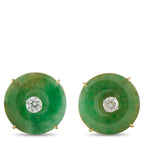 18K Yellow Gold 1.35ct Diamond and Jade Earrings