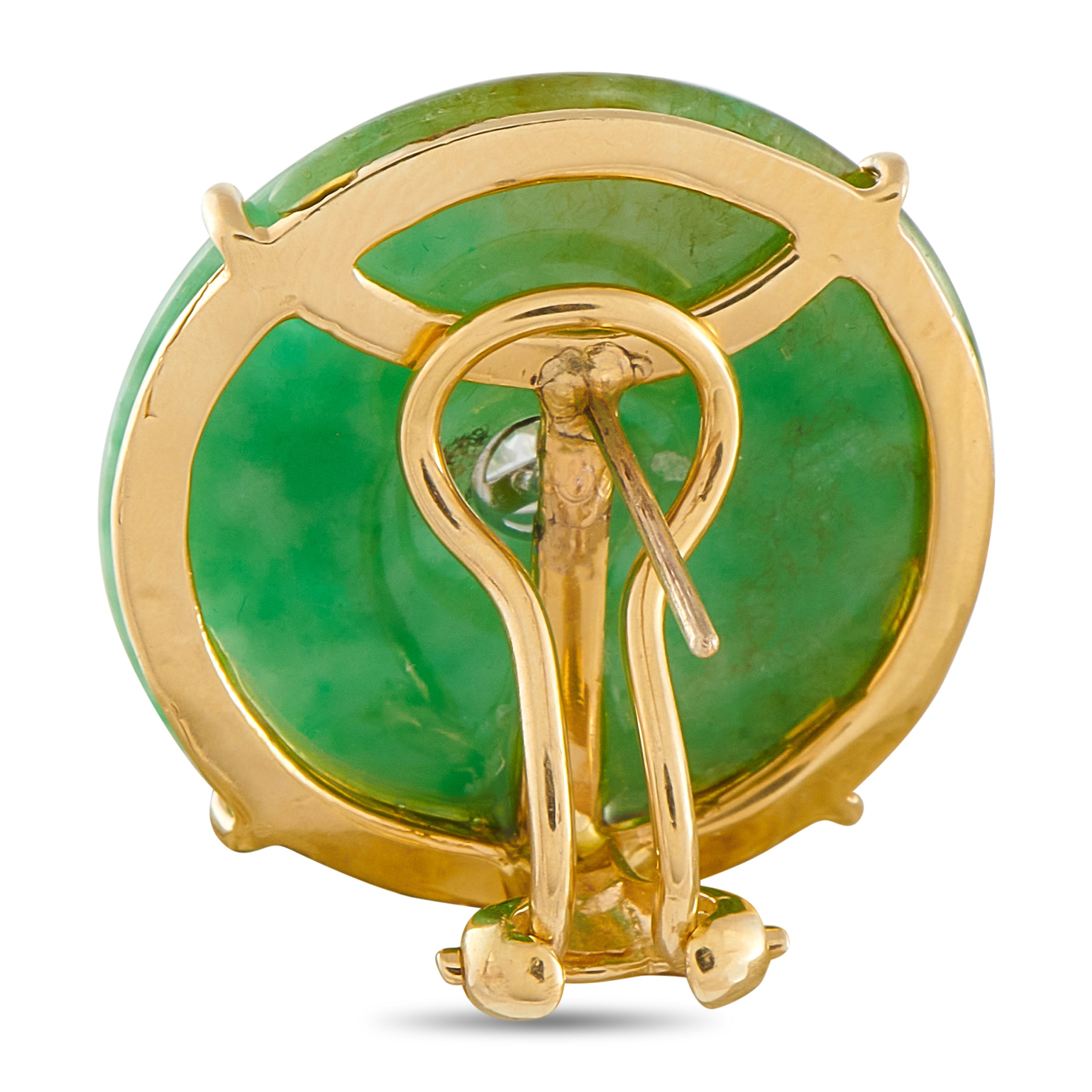 18K Yellow Gold 1.35ct Diamond and Jade Earrings