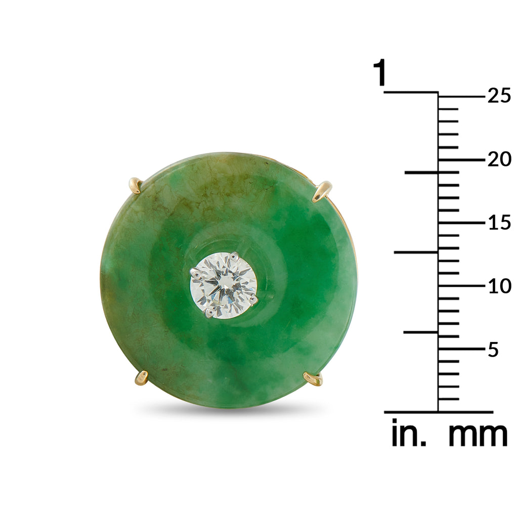 18K Yellow Gold 1.35ct Diamond and Jade Earrings