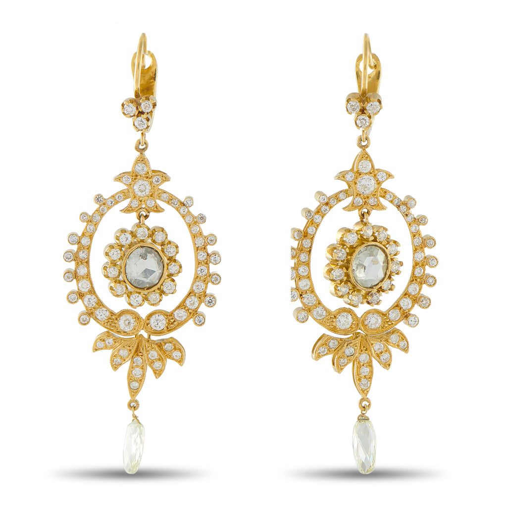 18K Yellow Gold 3.50ct Diamond Earrings