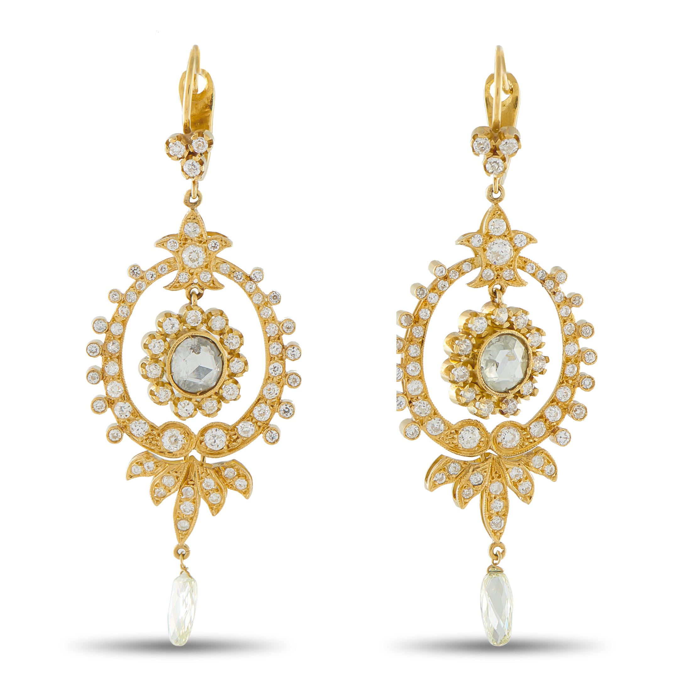 18K Yellow Gold 3.50ct Diamond Earrings