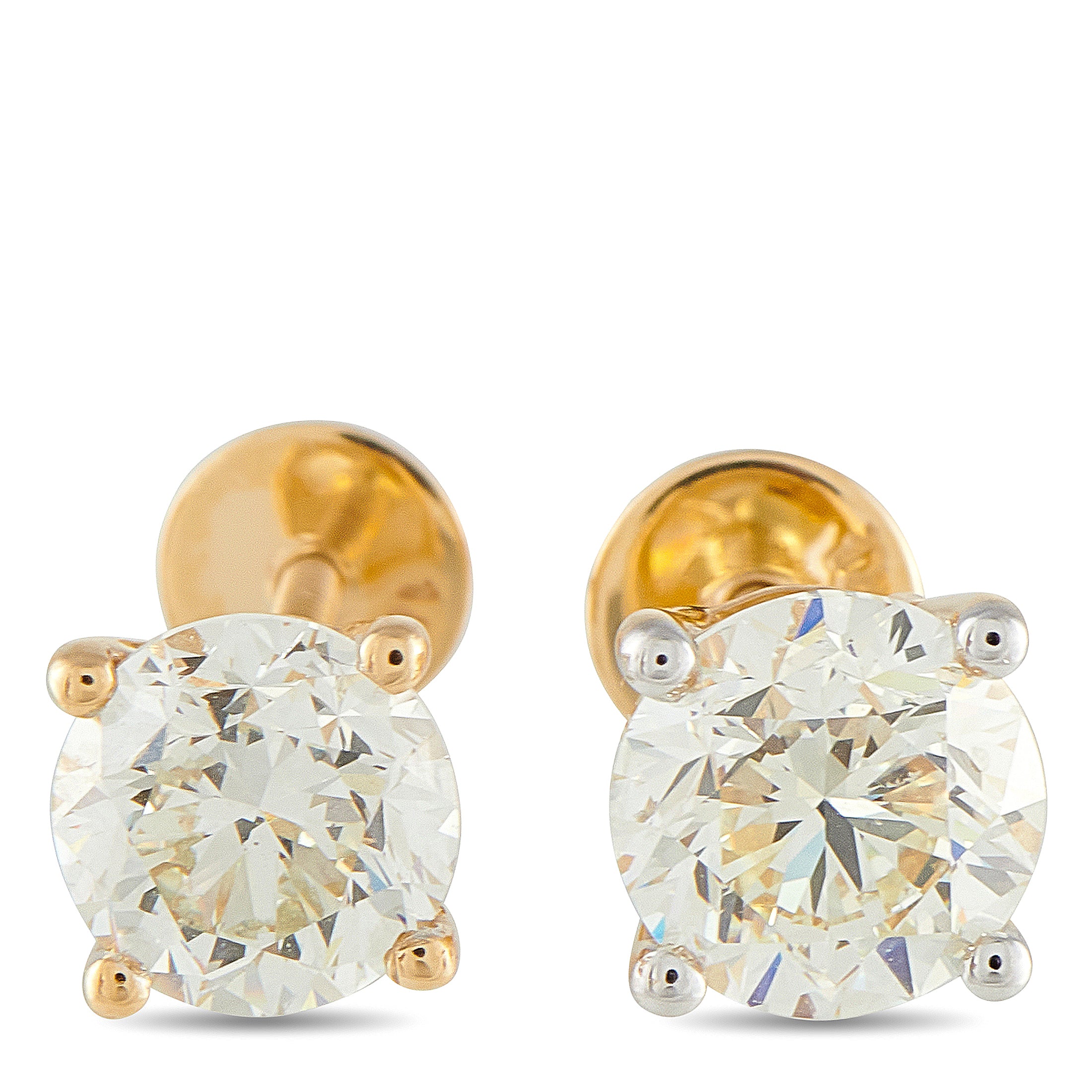 18K Yellow Gold 3.01ct Diamond Stud Earrings