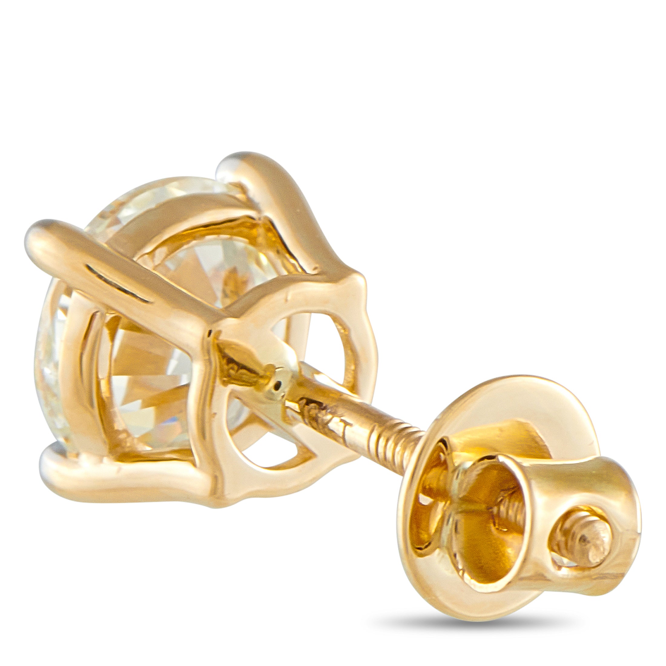 18K Yellow Gold 3.01ct Diamond Stud Earrings