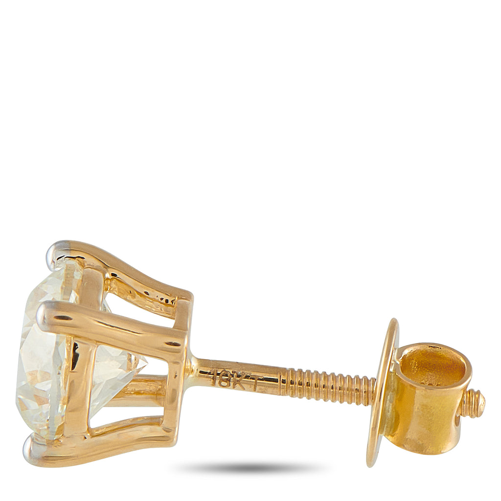 18K Yellow Gold 3.01ct Diamond Stud Earrings