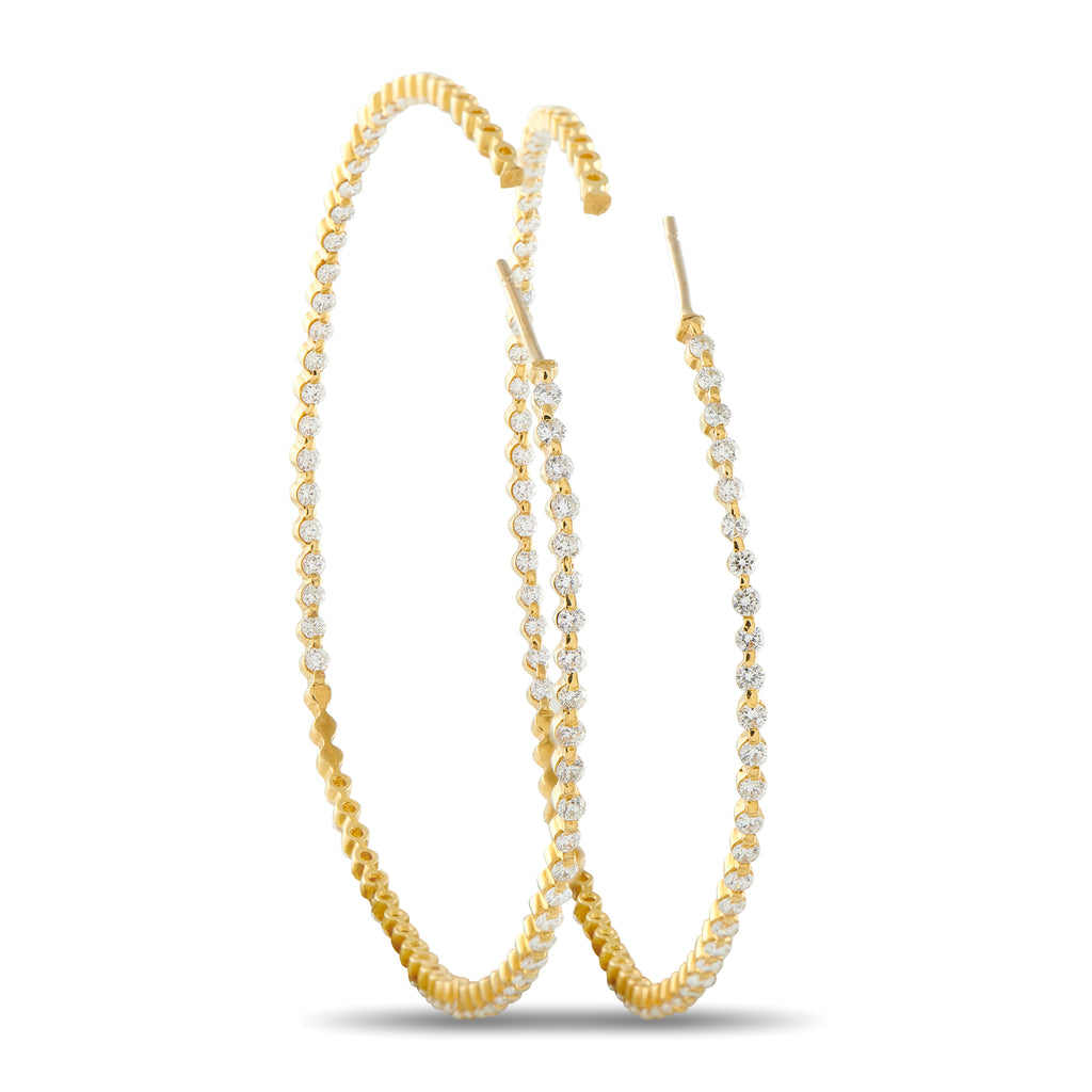18K Yellow Gold 3.60ct Diamond Inside-Out Hoop Earrings