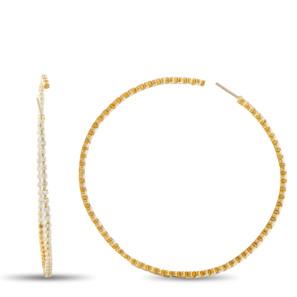 18K Yellow Gold 3.60ct Diamond Inside-Out Hoop Earrings